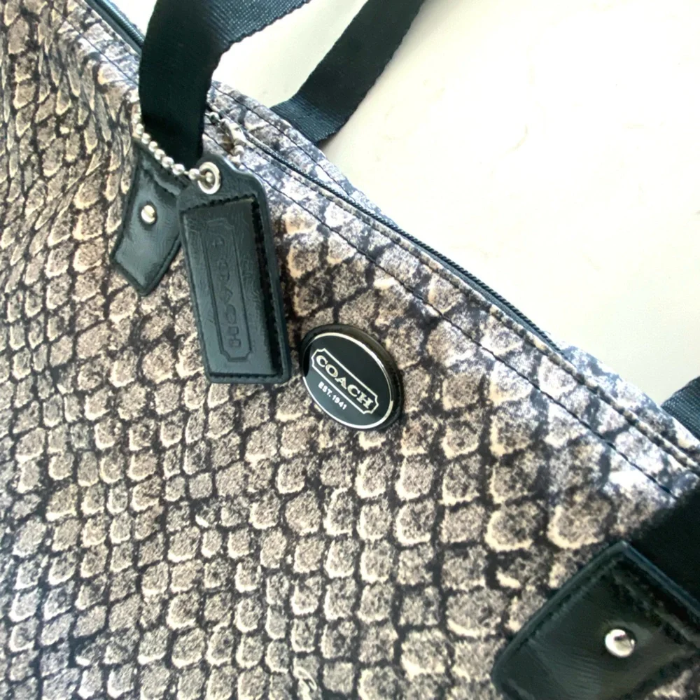 Coach Snake Print Weekender Packable Tote and Large Pouch Set in Gunmetal - Picture 6 of 15